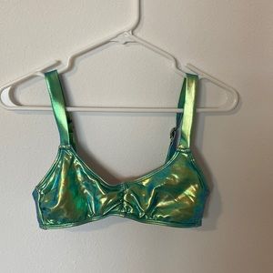 Metallic swim/rave top